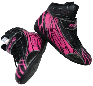 Racerdirect Youth Racing Shoes SFI 3.3/5 Mid Top Leather Black Pink
