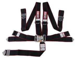 RJS SFI 16.1 ELITE L&L HARNESS 3" PULL DOWN LAP BELT BOLT 3" DOG BONE SHOULDER HARNESS INDIVIDUAL FLOOR MOUNT WRAP/BOLT 3" SINGLE SUB WRAP/BOLT BLACK/RED
