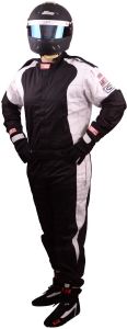 RJS Elite Series Driving One Piece Suits Black and White SFI 3.2A/1