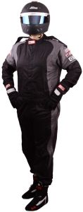 RJS Elite Series Driving One Piece Suits Grey and Black SFI 3.2A/1