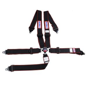 RJS SFI 16.1 Elite Cam-Lock Harness 3" Pull Down Lap Belt Bolt 3" Shoulder Harness Individual Roll Bar Mount Wrap/Bolt 3" Single Sub Wrap/Bolt Black/Red