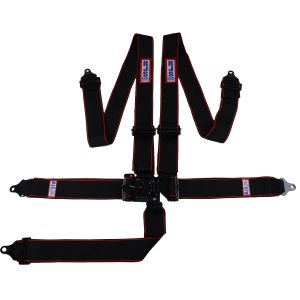 RJS SFI 16.1 Elite L&L Harness 3" Pull Down Lap Belt Bolt 3" Shoulder Harness Individual Floor Mount Wrap/Bolt 3" Single Sub Wrap/Bolt Black/Red