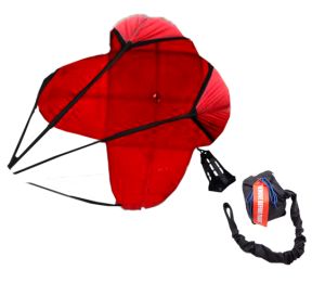 RJS7000104 RJS RACING "SPORTSMAN" 10 FOOT 4 LINE PARACHUTE w/ NYLON BAG & PILOT CHUTE RED